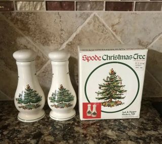 Spode Christmas Tree Salt & Pepper Shaker,  Tall 6” High Set