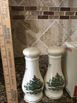 Spode Christmas Tree Salt & Pepper Shaker,  Tall 6” High Set 2