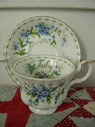 Vintage Royal Albert Tea Cup & Saucer " Forget Me Not " July Flower Of The Month