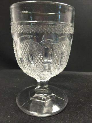 Antique Eapg Early American Pattern Glass Wine Glass " Banded Buckle " 3 3/4 " H