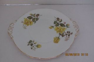 Royal Standard Sunset Serving Plate Cake Plate Yellow Roses Gold Trim 10 1/4 In