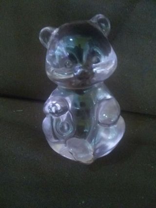 Fenton Bear - Figurine Pink Glass Teddy Bear Reclining Adorable