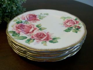 6 Vintage Queen Anne Bread Dessert Side Plates Dishes Bone China England ROSES 4