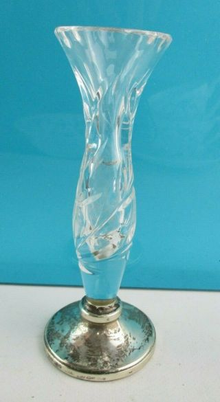 Crystal Glass Bud Vase With Hallmarked Silver Weighted Base