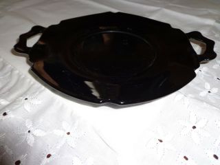 Vintage Black Amethyst Depression Glass Two Handled Serving Bowl