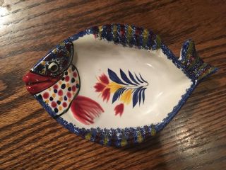 Henriot Quimper Fish Dish Hand Painted For Halle 