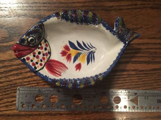 Henriot Quimper Fish Dish Hand Painted For Halle ' s 557 France 3 color 4