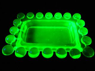 Vaseline glass candlewick pattern Candy Soap jam tray dish uranium green butter 4