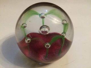 Glass Paperweight Vintage Caithness Scotland C Ii G Maydance Bubble Red/green