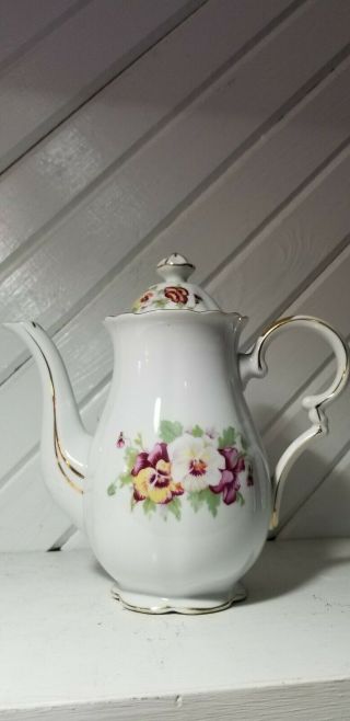 Saji Fancy China,  Hand Painted Teapot,  Vintage,  Occupied Japan,  Floral
