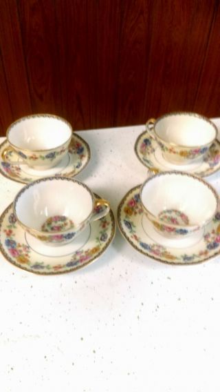 Theodore Haviland Limoges France Cheverny Cups And Saucers Set Of 4