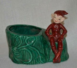Vintage Pixie Red Elf Small Vase Gilner Calif Plant Succulent Green