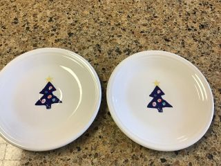 2 Homer Laughlin Fiesta Ware 71/4” Salad Cobalt Blue Christmas Tree Plate