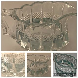 Vintage Green & Clear Depression Cut Glass Small Pitcher Creamer