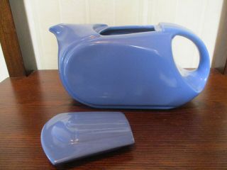 BLUE ART DECO PITCHER BY HALL CHINA COMPANY MADE EXCLUSIVELY FOR WESTINGHOUSE 2