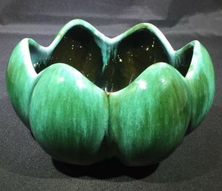 Vintage Blue Mountain Pottery Green Lotus Bowl