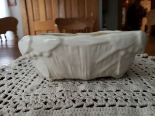 Vintage Matte White Mccoy Pottery Leaves And Berries Planter Low Oblong