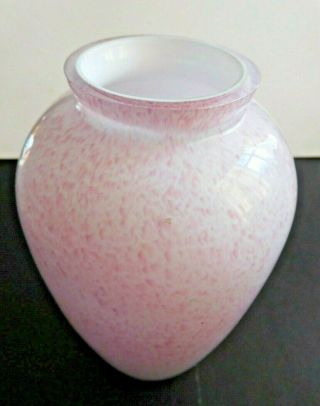 Royal Brierly Studio Glass Vase Pink Spatter Cased In White With Clear Overlay