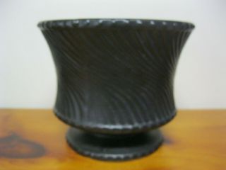 Vintage Pottery Black Swirl Pedestal Flower Pot / Planter Mccoy Usa 6 1/8 " Tall