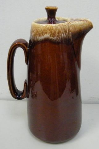 Vintage Hull Brown Drip Glaze Coffee Carafe Pitcher Oven Proof With Lid