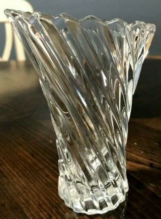 Crystal Glass Vase 5 In Tall 3 1/2 In Wide At Top 2 1/4 In Wide At The Base