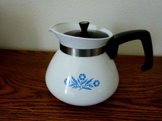 Vintage Corning Ware 6 - Cup Blue Cornflower Stove Top Water Tea Kettle