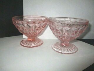 Jeannette Windsor Diamond Pink Depression Glass Ice Cream Cups Sherbets