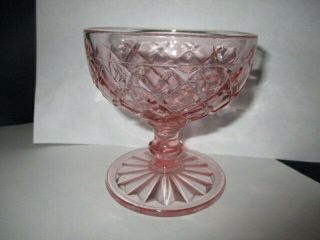 Hocking Waterford Waffle Block Pink Depression Glass Ice Cream Cup Sherbet