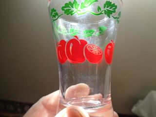 6 Vintage Retro Clear Juice Glasses Red Fruits 3