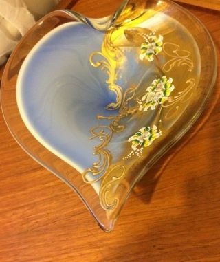 Collectable Vintage Bohemian Blue Glass Shallow Dish/tray