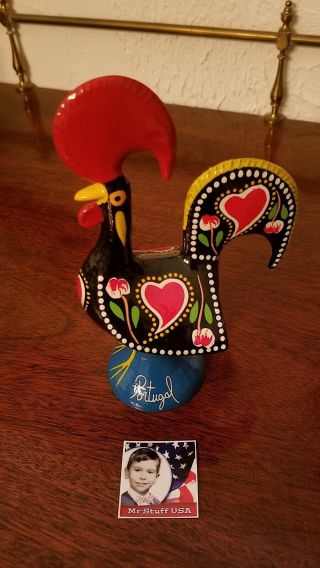 Vintage Folk Art Rooster Hand Painted From Portugal Mrstuff Holiday