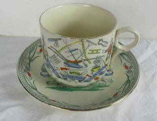 B & L Burgess & Leigh Farmers Arms God Speed The Plough 4 " Jumbo Cup And Saucer