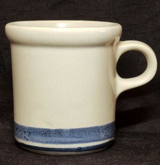 Vintage Mccoy Cup Mug Pottery Gray With Blue Stripe 1412
