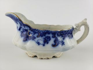Flow Blue Gravy Boat Marked Mikado By We Corn,  England