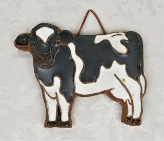 Vintage Victoria Littlejohn Ceramics Cow Wall Art Stoneware Pottery Trivet