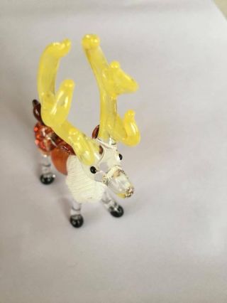 Handmade Craft Collectible Miniature Hand Blown Glass Brown Deer Figurine Gift