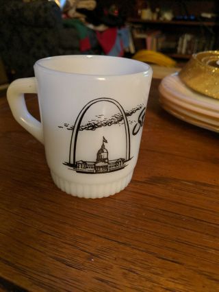 Vintage Fire King Milk Glass Mug St.  Louis