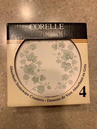 Set Of 4 Corelle Coordinates Callaway Green Ivy Deco Stone Coasters