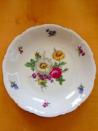 Mitterteich Bavaria Meissen Floral China Set Of 4 8 " Coupe Soup Bowls Flwr Left