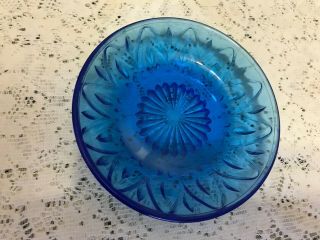 Vintage Blue Depression Glass 5 " Candy / Trinket Dish Bowl