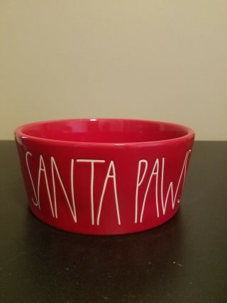 Rae Dunn By Magenta Santa Paws Christmas Red 8 " Dog Bowl