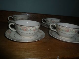 Paden City Duchess Pattern Tea Cup And Saucer - 4 Each
