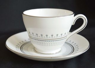 Contemporary Silver Gray & White Spode - Fairfax Bone China Tea Cup & Saucer