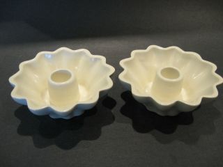 Vintage Red Wing Art Pottery Matt White Candle Holder Set Rumrill