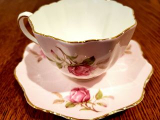PARAGON CHINA CUP & SAUCER LARGE CABBAGE ROSE GOLD GILT OLD MARK Double Warrant 4