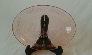 1935 Vintage Pink Depression Glass Sharon Cabbage Rose 12 " Oval Platter