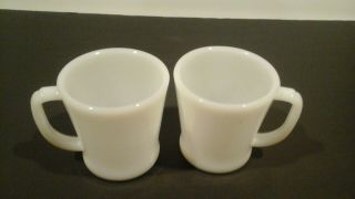 Vintage 2 Fire King White Milk Glass Coffee Mug Anchor Hocking Cup