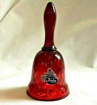 Rare Fenton Ruby Red Diamond Bell Mid Century With First Paper Label