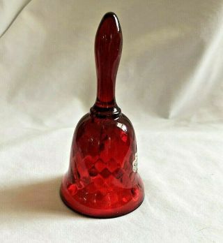 Rare Fenton Ruby Red Diamond Bell Mid Century with First Paper Label 3