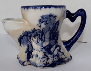 Antique Flow Blue Ironstone Staffordshire England Shaving Mug Cup